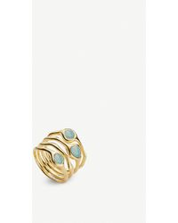Monica Vinader - Siren Cluster 18ct Gold-plated Vermeil And Amazonite Cocktail Ring - Lyst
