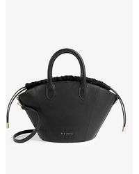 Ted Baker Stab Stitch Leather Bucket Bag in Black - Lyst