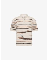 Bottega Veneta - Graphic-Embroidered Cotton And Linen-Blend Polo Shirt - Lyst