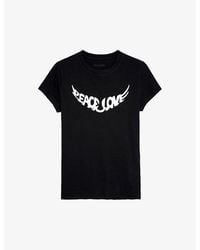 Zadig & Voltaire - Walk Peace And Love Slogan-print Cotton T-shirt - Lyst