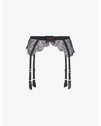 Agent Provocateur - Lorna Bow-Embellished Lace Suspenders - Lyst