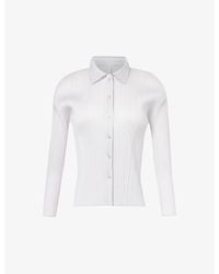 Pleats Please Issey Miyake - Pleated Collared Knitted Shirt - Lyst