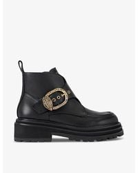 Kurt Geiger - Mayfair Buckle-Embellished Chunky Leather Ankle Boots - Lyst