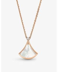 BVLGARI - Divas' Dream 18Ct Rose- 0.03Ct Brilliant-Cut Diamond And Mother-Of-Pearl Pendant Necklace - Lyst