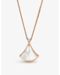 BVLGARI - Divas' Dream 18ct Rose-gold, 0.03ct Brilliant-cut Diamond And Mother-of-pearl Pendant Necklace - Lyst