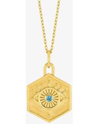 Rachel Jackson - Protective Evil Eye 22ct Yellow -plated Sterling Silver And Blue Topaz Pendant Necklace - Lyst