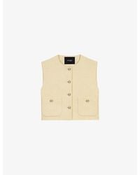 Maje - Sleeveless Cropped Regular-Fit Tweed Jacket - Lyst