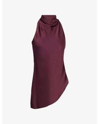 Veronica Beard - Radford Asymmetric-Hem Satin Top - Lyst