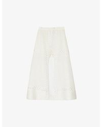 Sandro - Open-embroidered Linen-blend Maxi Skirt - Lyst