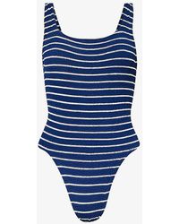 Hunza G - Square-neck Striped Swimsuit - Lyst