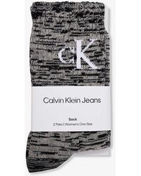 Calvin Klein - Branded Crew-length Pack Of Two Cotton-blend Socks - Lyst