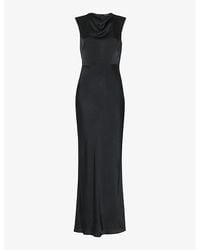 Whistles - Cowl-Neck Open-Back Satin Maxi Dress - Lyst