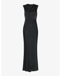 Whistles - Cowl-Neck Open-Back Satin Maxi Dress - Lyst