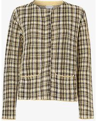 Bottega Veneta - Check-pattern Linen-blend Jacket - Lyst