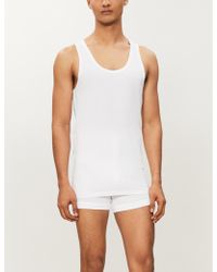 Hanro Men's White Core Precision Cotton-blend Vest