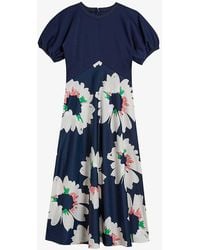 Ted Baker - Dk-vy Daysiah Floral-print Stretch-woven Midi Dress - Lyst