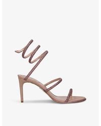 Rene Caovilla - Cleo 80 Crystal-Embellished Leather Heeled Sandals - Lyst