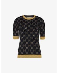 Gucci - Monogram-Pattern Ribbed-Trim Cotton-Blend Knitted Top - Lyst