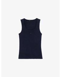Maje - Logo-Embroidered Ribbed Stretch-Cotton Tank Top - Lyst