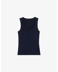 Maje - Logo-Embroidered Ribbed Stretch-Cotton Tank Top - Lyst