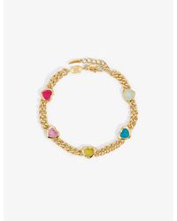 Missoma - Jelly Heart Medium 18ct Recycled Yellow-gold Plated Brass, Quartz And Chalcedony Charm Bracelet - Lyst