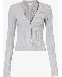 GOOD AMERICAN - V-neck Ribbed Knitted Cardigan X - Lyst