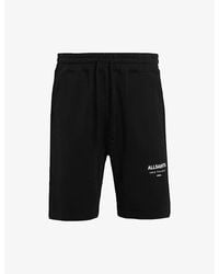 AllSaints - Underground Branded-Print Cotton-Jersey Shorts - Lyst