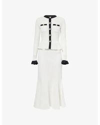 Self-Portrait - Pointelle Peplum Knitted Midi Dress - Lyst