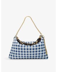 Jimmy Choo - Callie Maxi Gingham Check Raffia Shoulder Bag - Lyst