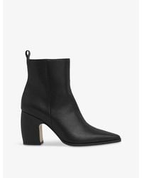 Reiss - Amy Block-Heel Leather Ankle Boots - Lyst