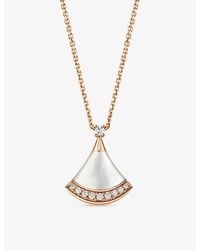 BVLGARI - Divas Dream 18Ct Rose- 0.13Ct Brilliant-Cut Diamond And Mother-Of-Pearl Pendant Necklace - Lyst