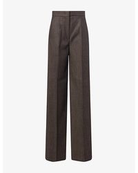 Max Mara - Denim-Look Wide-Leg Wool Trousers - Lyst