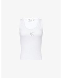 Sporty & Rich - For '47 X The New York Yankees Krystal Cropped Cotton-Jersey Tank Top - Lyst