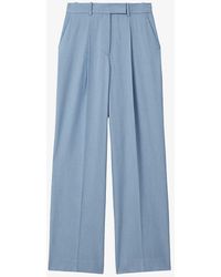 Reiss - June Pleated Wide-leg Mid-rise Woven Trousers - Lyst