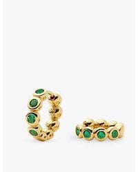 Missoma - Tennis Small 18Ct Plated Brass And Emerald Nano-Crystal Hoop Earrings - Lyst