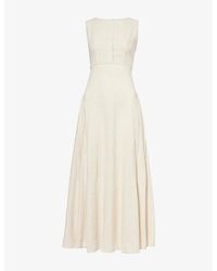 Yasmina Q - Rama Pleated Linen-Blend Midi Dress - Lyst