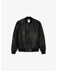 Sandro - Round-Neck Regular-Fit Leather Jacket - Lyst