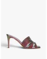 Gina - Opera Crystal-embellished Leather Heeled Sandals - Lyst