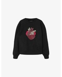 AllSaints - Pippa Embellished-Heart Cotton-Jersey Sweatshirt - Lyst