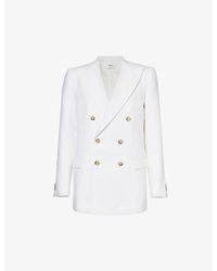 Bally - V-neck Double-breasted Regular-fit Linen Jacket - Lyst