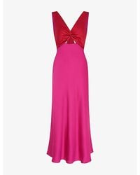 OMNES - Maggy V-Neck Cut-Out Sleeveless Satin Midi Dress - Lyst