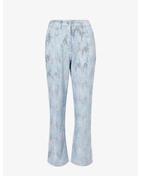 Amy Lynn - Sequin-embellished Straight-leg Mid-rise Jeans - Lyst