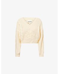 The Couture Club - Emblem V-Neck Knitted Jumper - Lyst