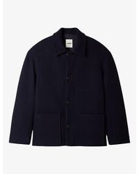 Sandro - Buttoned Wing-Collar Wool-Blend Jacket - Lyst
