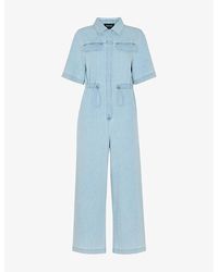 Whistles - Drawstring-Waist Short-Sleeve Jumpsuit - Lyst