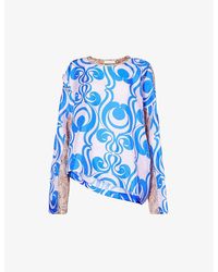 Dries Van Noten - Abstract-pattern Relaxed-fit Silk Top - Lyst