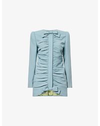 Valentino - Ruched Long-Line Wool Jacket - Lyst