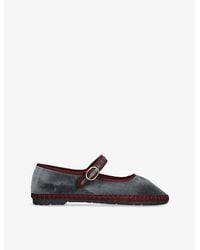 Flabelus - Georgina Contrast-Trim Velvet Mary-Jane Shoes - Lyst