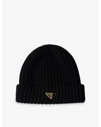 Prada - Logo-Embellished Knitted Wool Beanie - Lyst