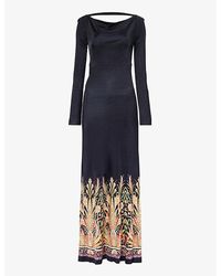 Etro - Graphic-print Long-sleeve Stretch-woven Maxi Dress - Lyst